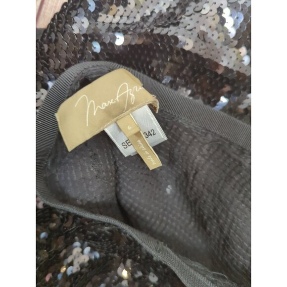 BCBG MAXAZRIA Women's Black EDNA Sequin Pleated Skirt Flowy Zip Side Size 6 - Picture 7 of 7